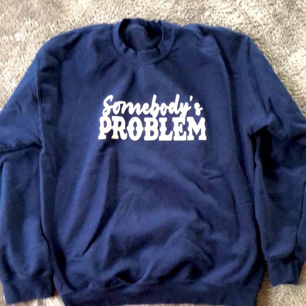 Somebody’s Problem Graphic Crew Sweatshirt in Navy